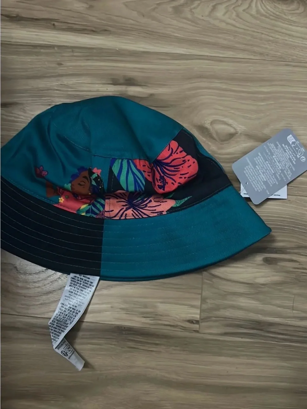 Disney Teal and Black Floral Character Bucket Hat